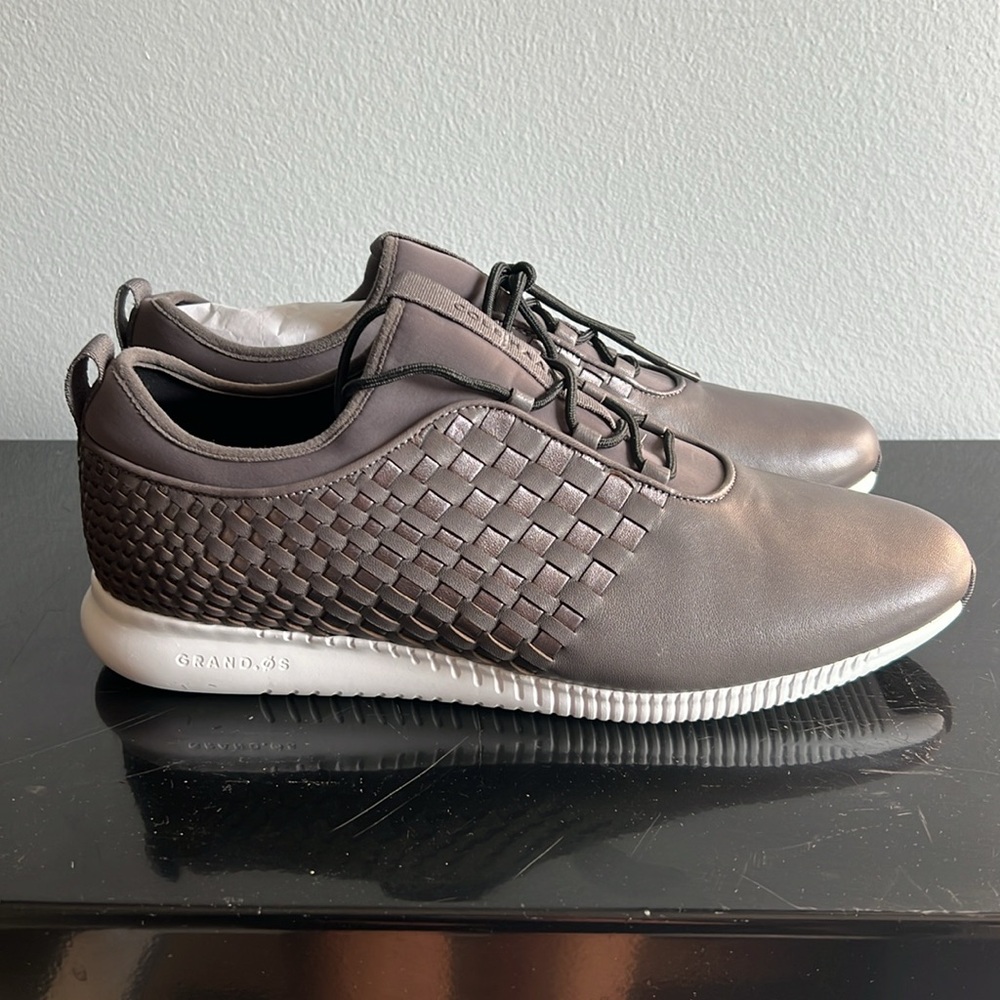 Cole Haan Women's 2.0 StudioGrand Grey Woven Leather Lace Up Sneaker sz10 SR1